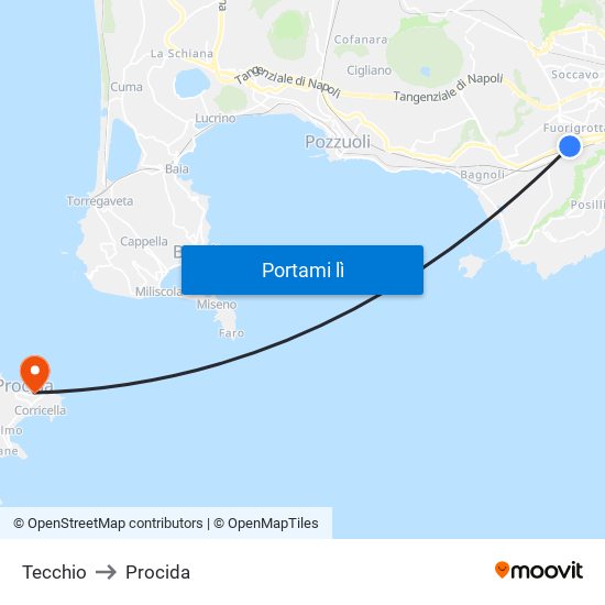 Tecchio to Procida map