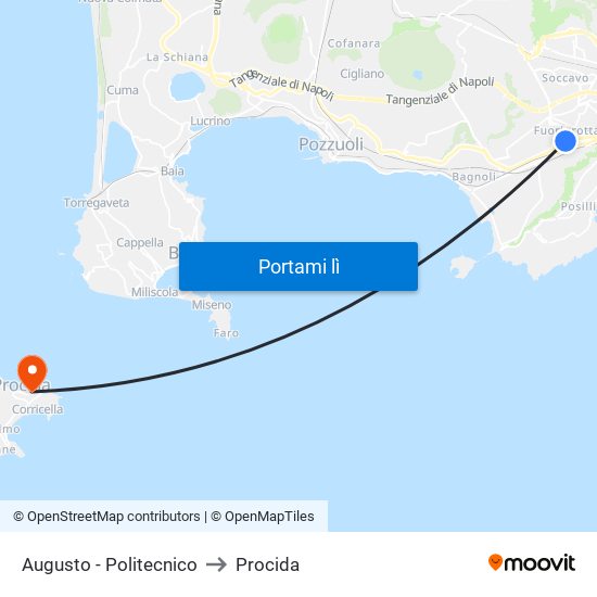 Augusto - Politecnico to Procida map