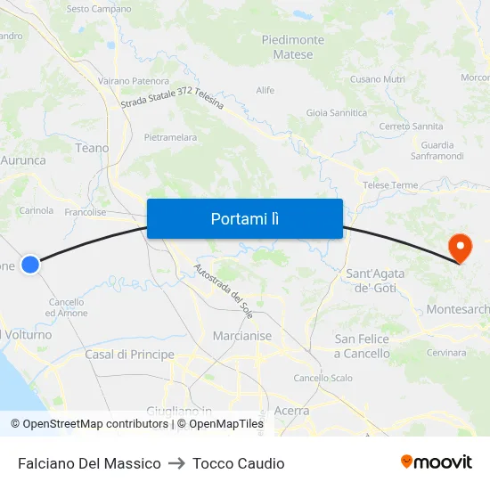 Falciano Del Massico to Tocco Caudio map