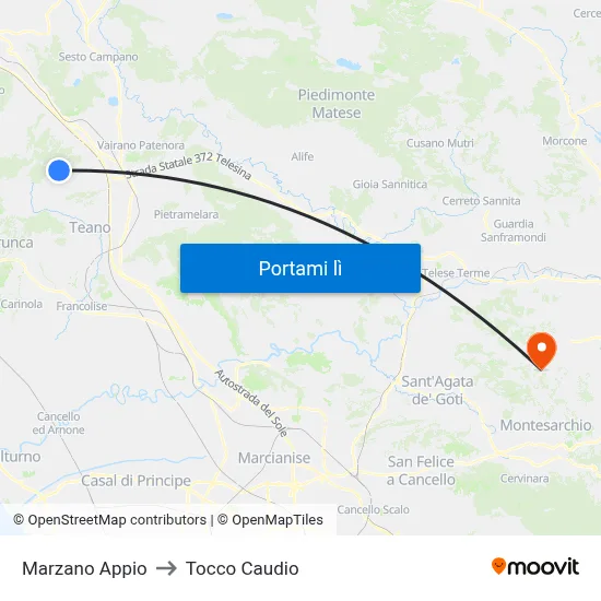 Marzano Appio to Tocco Caudio map