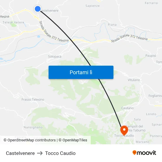 Castelvenere to Tocco Caudio map