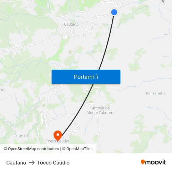 Cautano to Tocco Caudio map