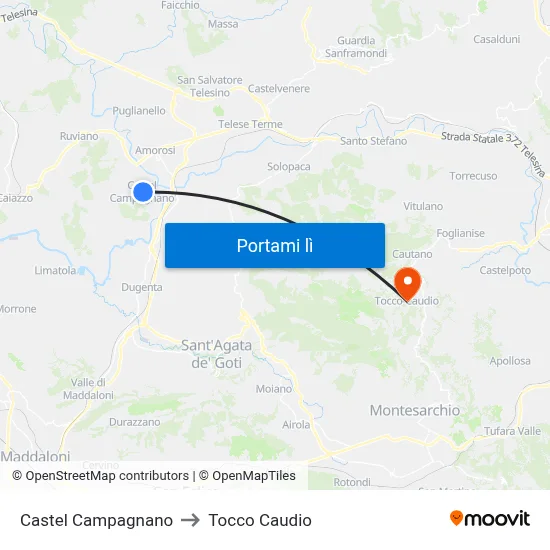 Castel Campagnano to Tocco Caudio map