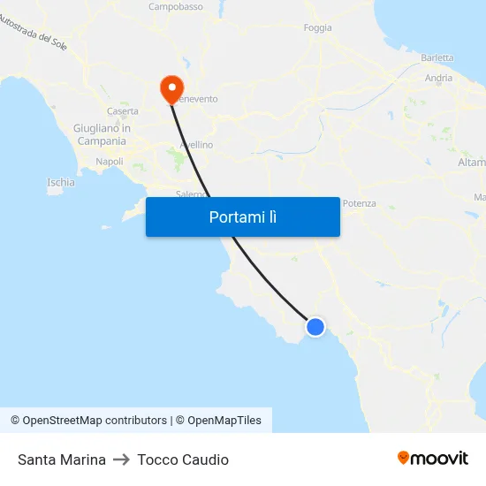 Santa Marina to Tocco Caudio map