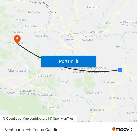 Venticano to Tocco Caudio map