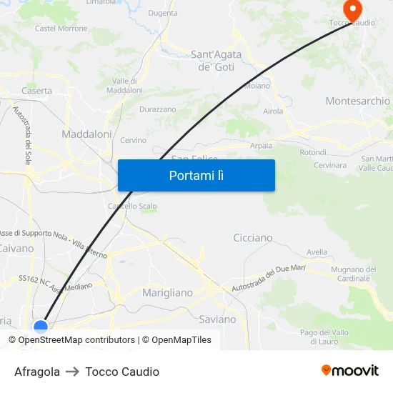 Afragola to Tocco Caudio map
