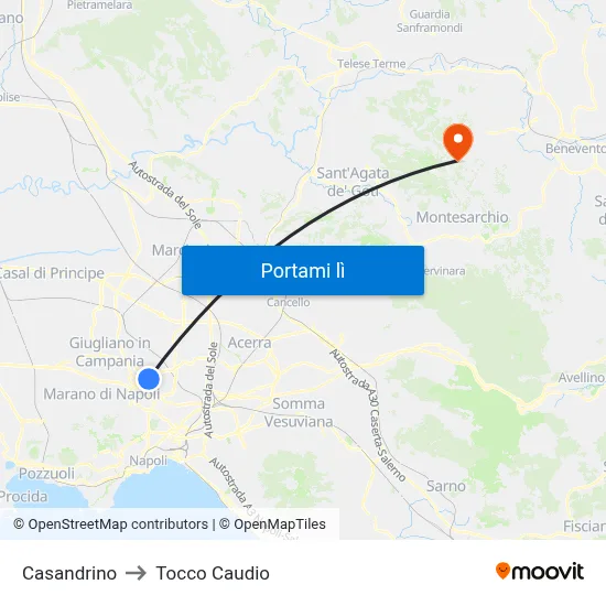 Casandrino to Tocco Caudio map