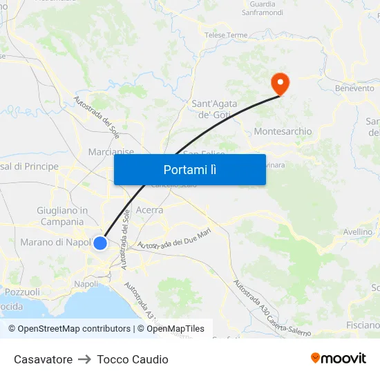 Casavatore to Tocco Caudio map
