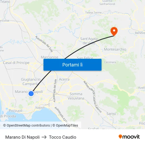 Marano Di Napoli to Tocco Caudio map