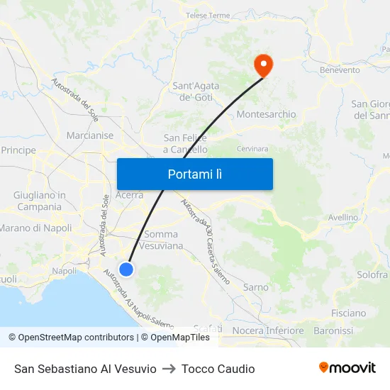 San Sebastiano Al Vesuvio to Tocco Caudio map