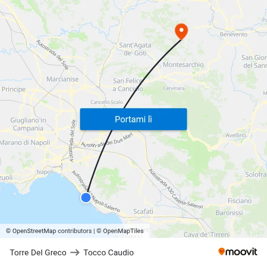 Torre Del Greco to Tocco Caudio map