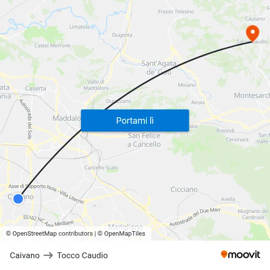 Caivano to Tocco Caudio map