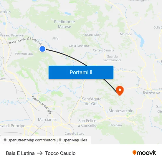 Baia E Latina to Tocco Caudio map