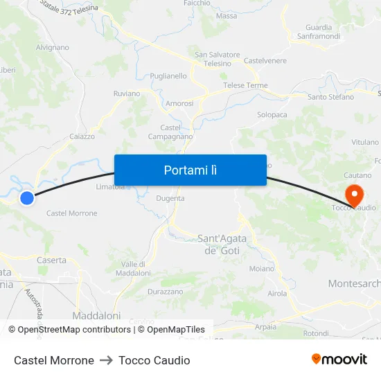 Castel Morrone to Tocco Caudio map