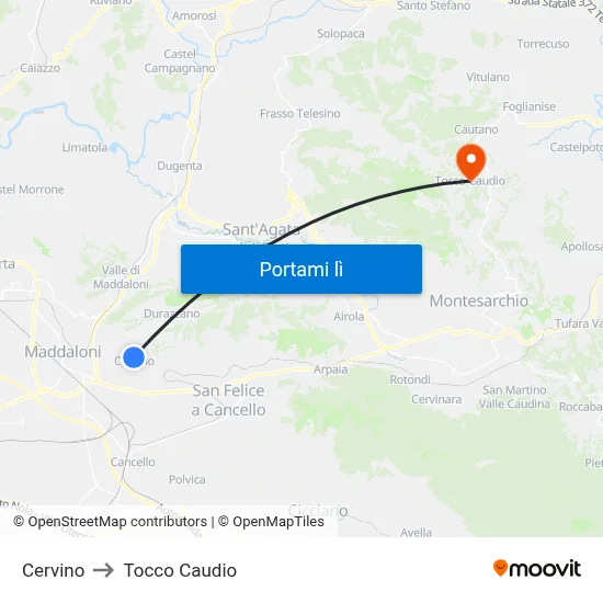 Cervino to Tocco Caudio map