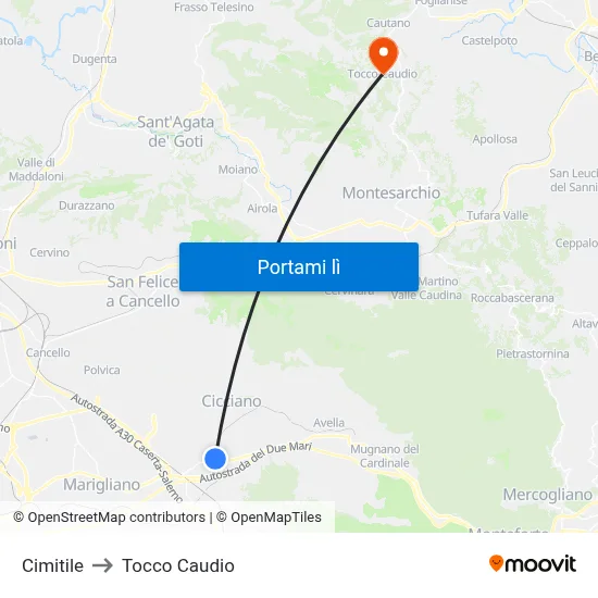 Cimitile to Tocco Caudio map