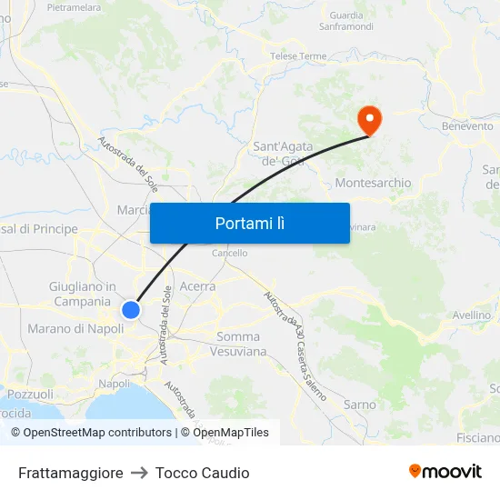 Frattamaggiore to Tocco Caudio map