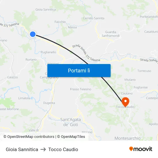 Gioia Sannitica to Tocco Caudio map
