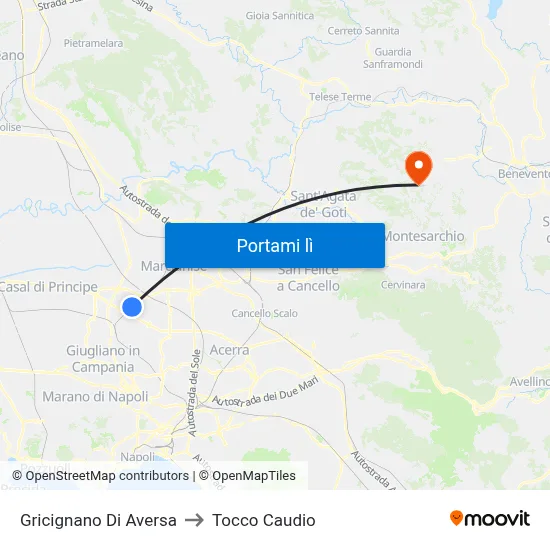 Gricignano Di Aversa to Tocco Caudio map