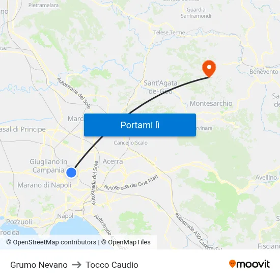 Grumo Nevano to Tocco Caudio map