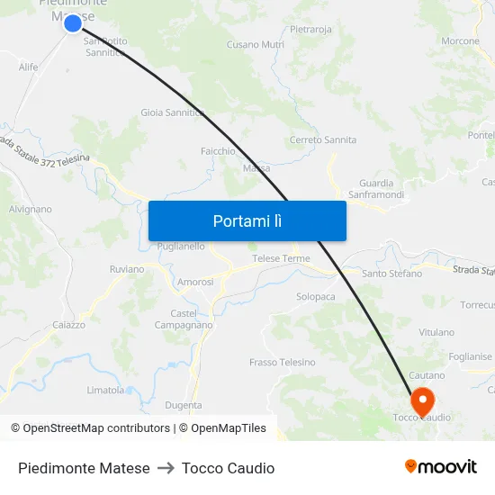 Piedimonte Matese to Tocco Caudio map