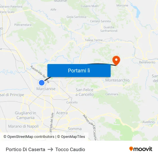 Portico Di Caserta to Tocco Caudio map