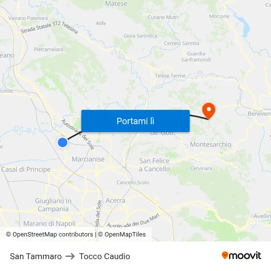 San Tammaro to Tocco Caudio map