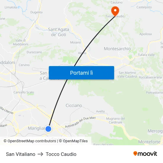 San Vitaliano to Tocco Caudio map