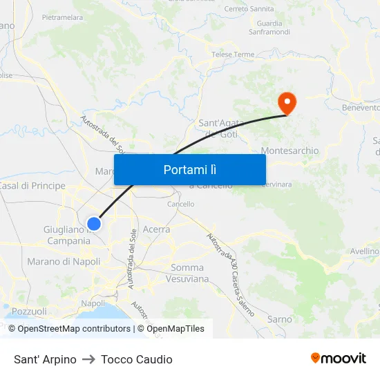 Sant' Arpino to Tocco Caudio map