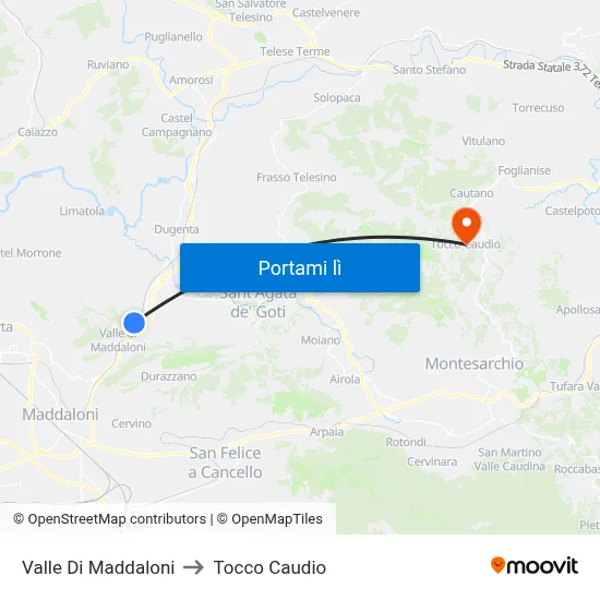Valle Di Maddaloni to Tocco Caudio map