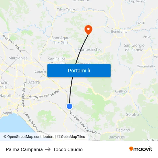 Palma Campania to Tocco Caudio map