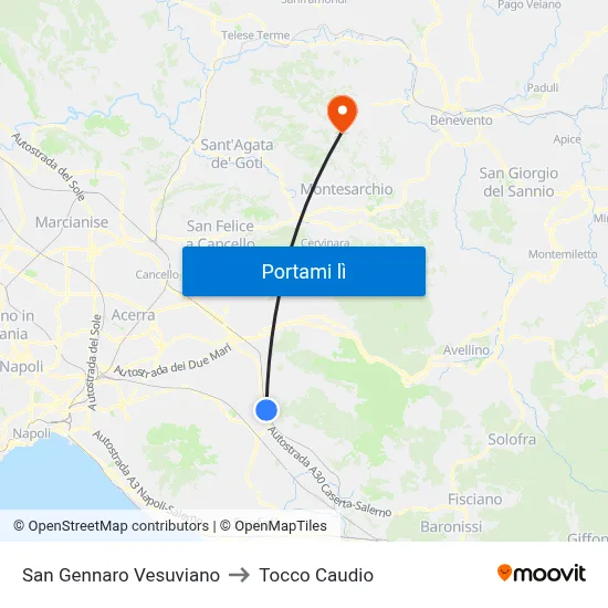 San Gennaro Vesuviano to Tocco Caudio map