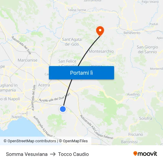Somma Vesuviana to Tocco Caudio map