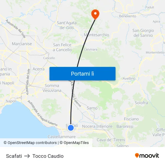 Scafati to Tocco Caudio map