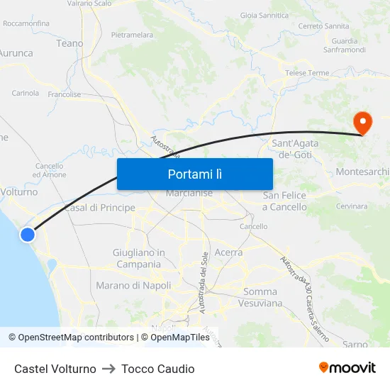 Castel Volturno to Tocco Caudio map