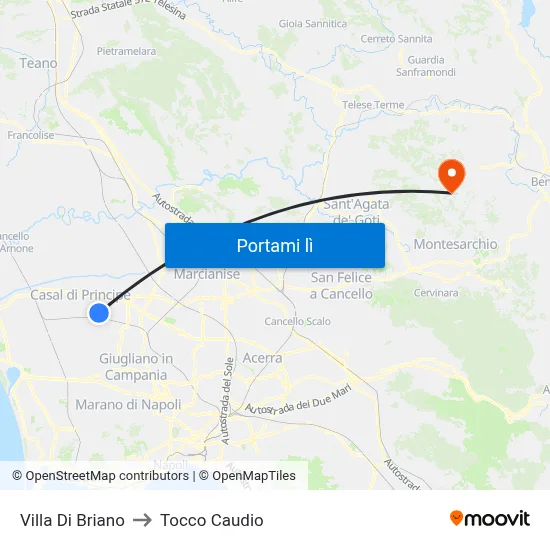 Villa Di Briano to Tocco Caudio map