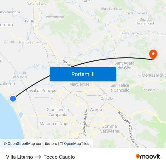 Villa Literno to Tocco Caudio map