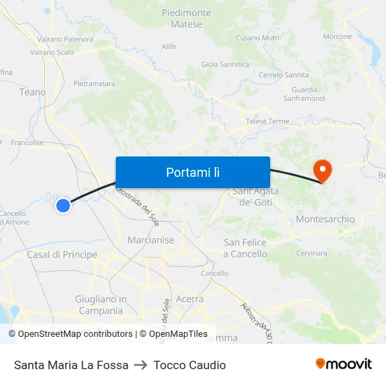 Santa Maria La Fossa to Tocco Caudio map