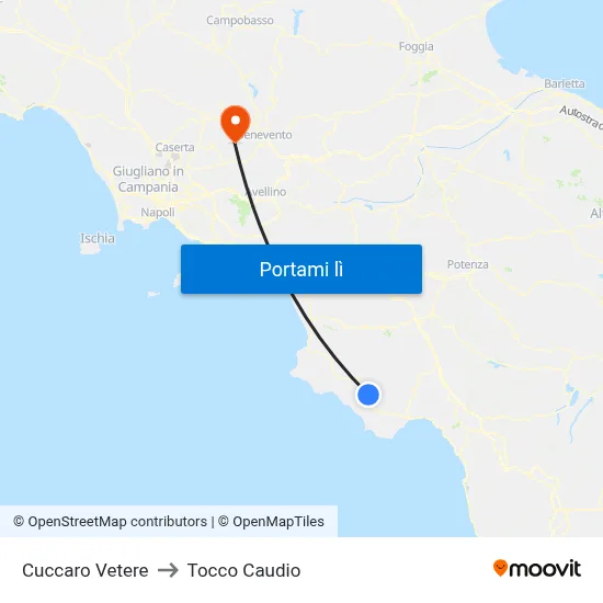 Cuccaro Vetere to Tocco Caudio map