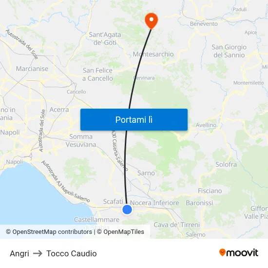 Angri to Tocco Caudio map