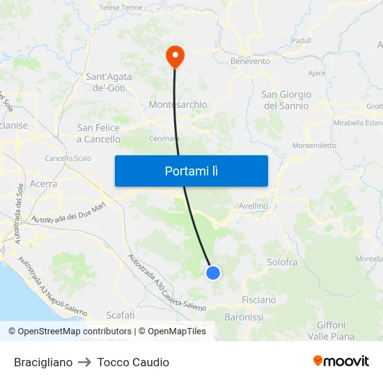 Bracigliano to Tocco Caudio map