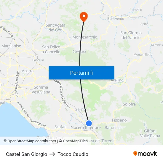 Castel San Giorgio to Tocco Caudio map