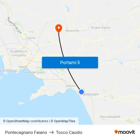 Pontecagnano Faiano to Tocco Caudio map