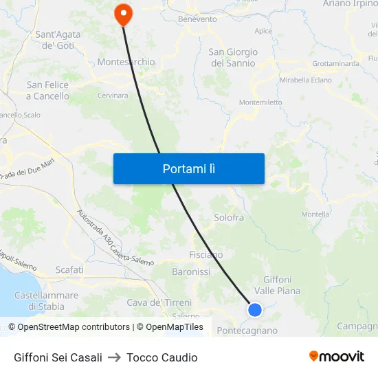 Giffoni Sei Casali to Tocco Caudio map
