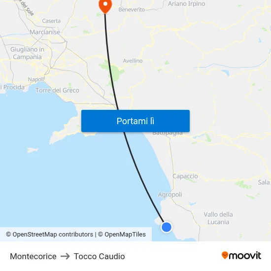 Montecorice to Tocco Caudio map