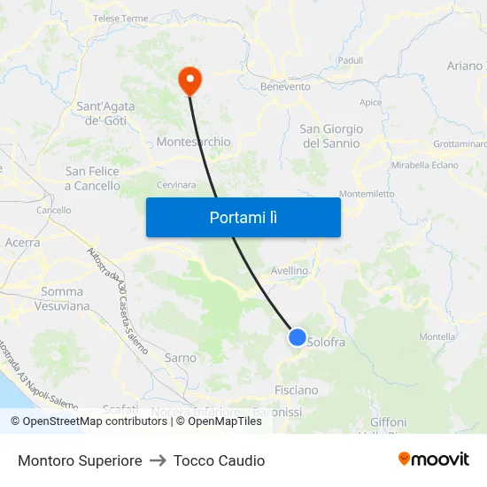 Montoro Superiore to Tocco Caudio map