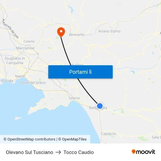Olevano Sul Tusciano to Tocco Caudio map