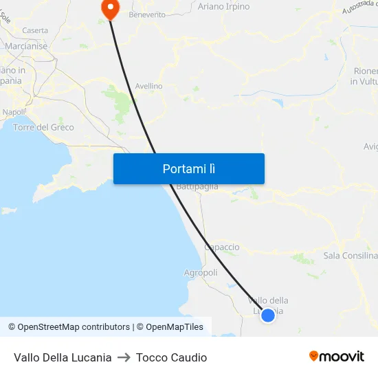 Vallo Della Lucania to Tocco Caudio map