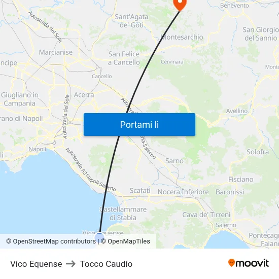 Vico Equense to Tocco Caudio map