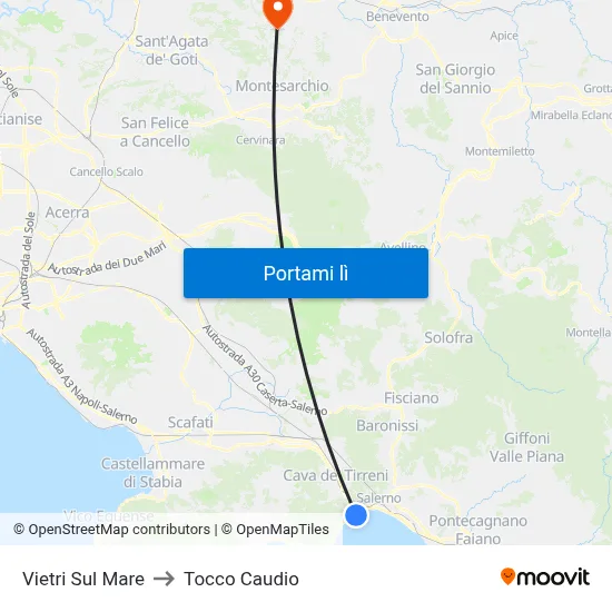Vietri Sul Mare to Tocco Caudio map